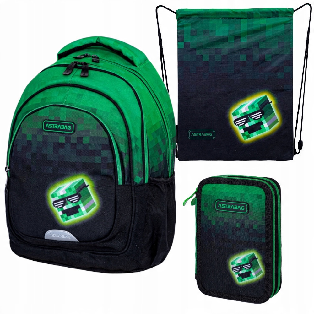 Školský batoh ASTRABAG PIXEL HERO s peračníkom a vreckom – Dizajn pre mladých hrdinov